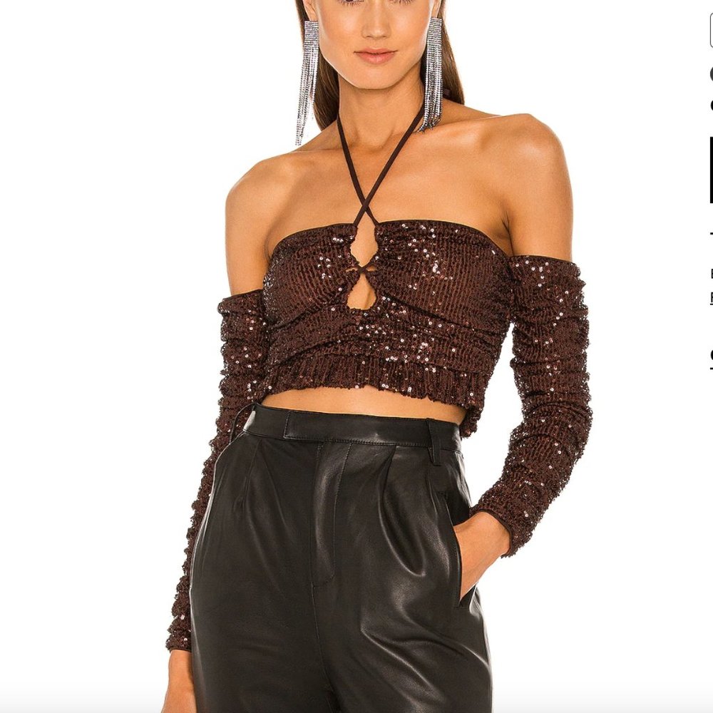 AMBER SEQUIN TOP IN CAPPUCCINO PERFECT CONDITION